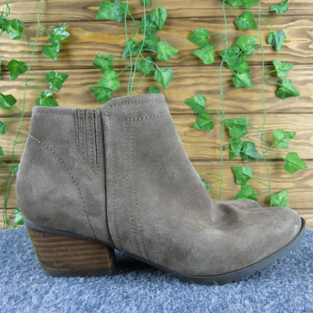 Blondo Waterproof Suede Ankle Booties Women's 7.5M Taupe‎ Side Zip Casual